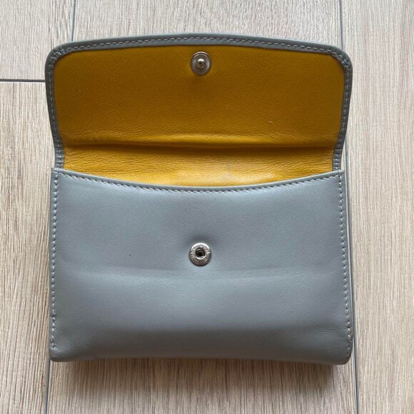 LAUNER Grey Leather Bi-Fold Wallet with Yellow Leather Interior - Picture 7 of 9